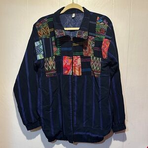 Vintage women’s  embellished‎ jacket size xl patchwork embroidered needle point